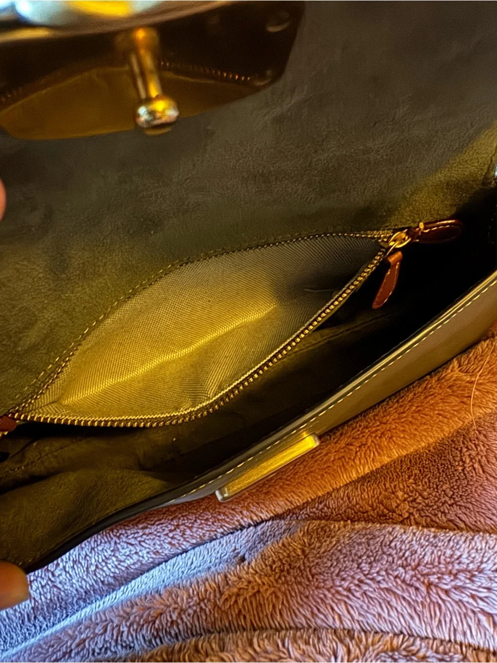 Coach Jet Shoulder Bag in Brass/Olive Green Refined Calf Leather